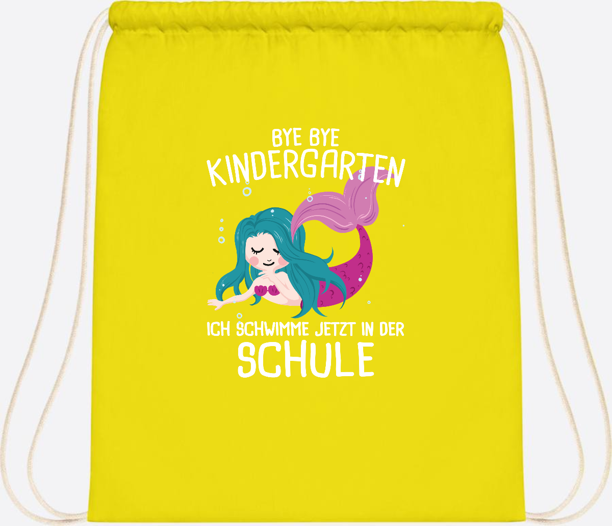 Turnbeutel Einschulung: Bye Bye Kindergarten, ich schwimme jetzt! - Yellow