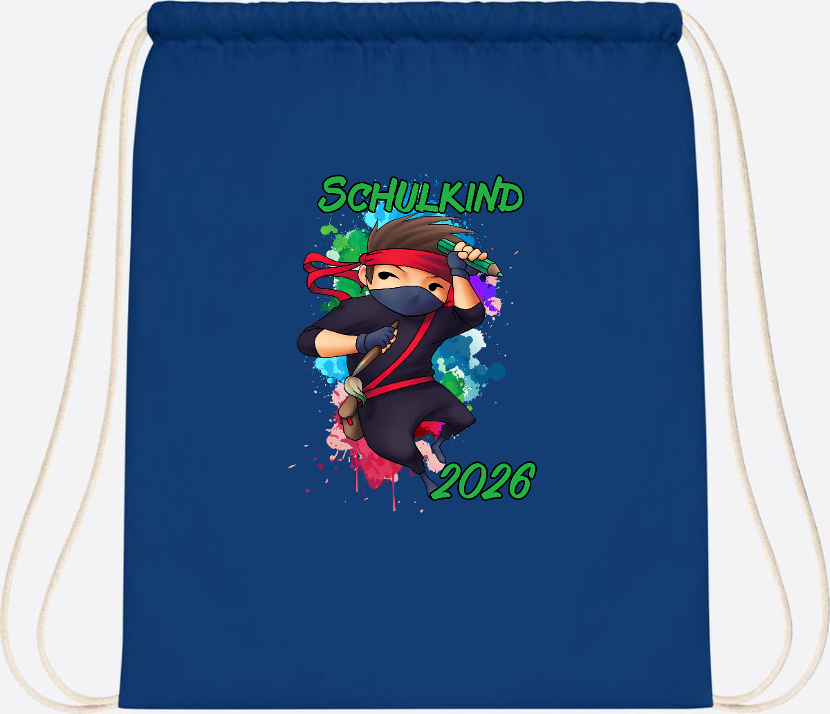 Turnbeutel Einschulung: Cooler Ninja 2026 mit Wunschname - Bright Royal