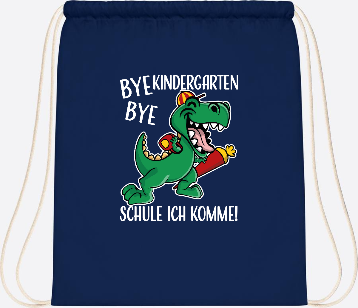 Turnbeutel Einschulung Dino – Bye Bye Kindergarten mit Namen - French Navy