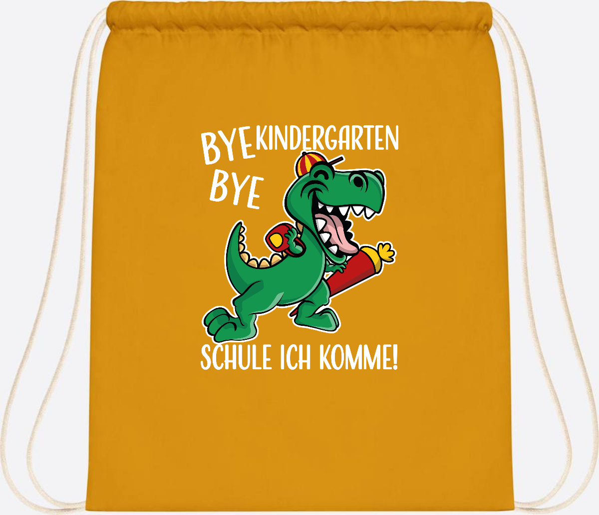 Turnbeutel Einschulung Dino – Bye Bye Kindergarten mit Namen - Mustard