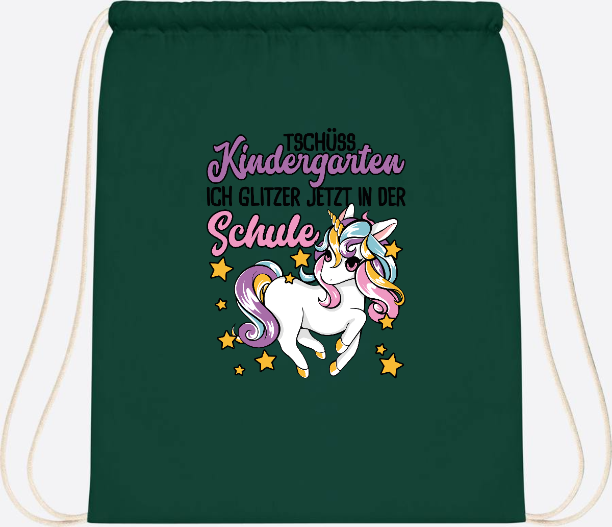 Turnbeutel Einschulung Einhorn: Glitzer jetzt in der Schule - Bottle Green