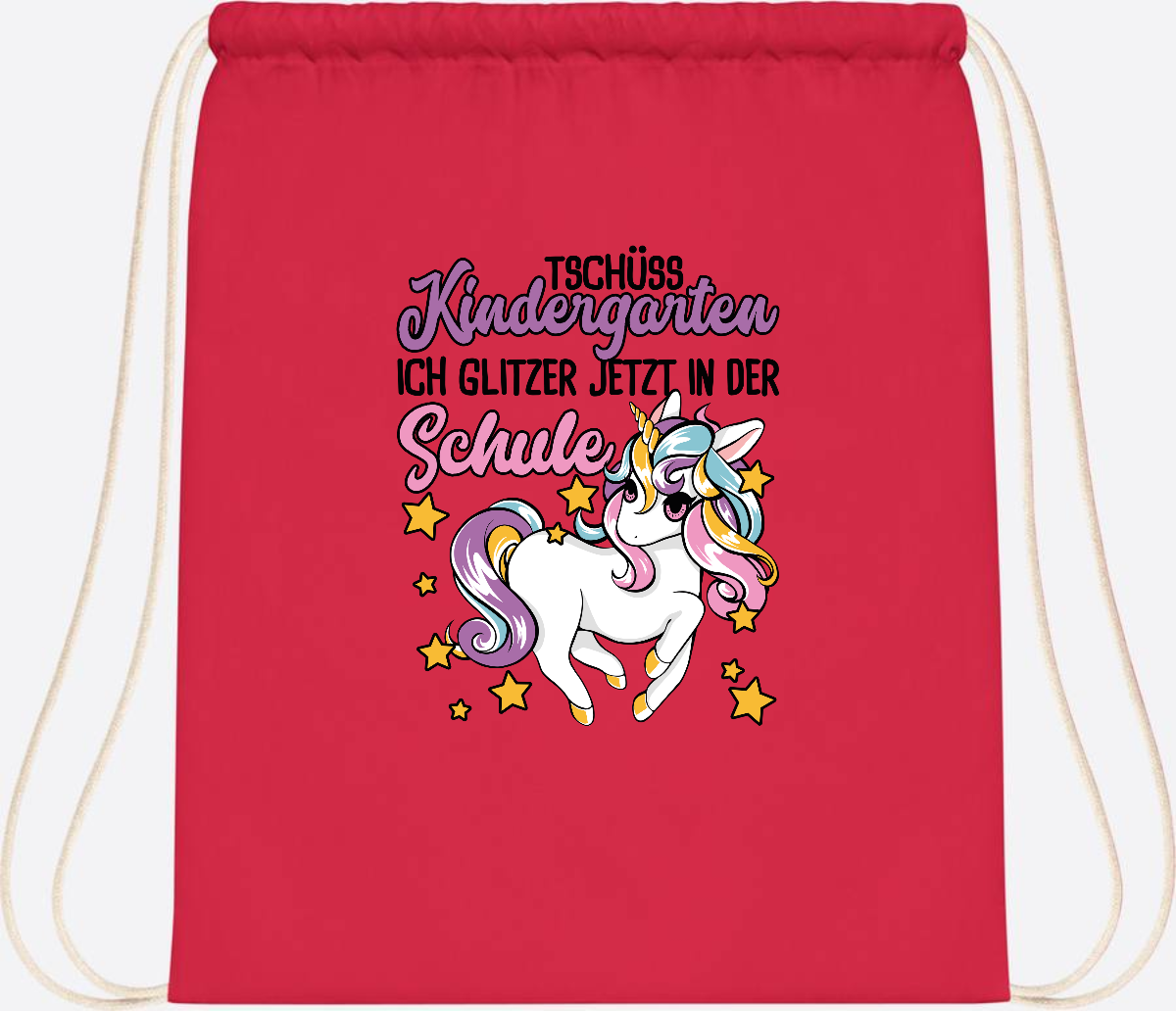 Turnbeutel Einschulung Einhorn: Glitzer jetzt in der Schule - Bright Red