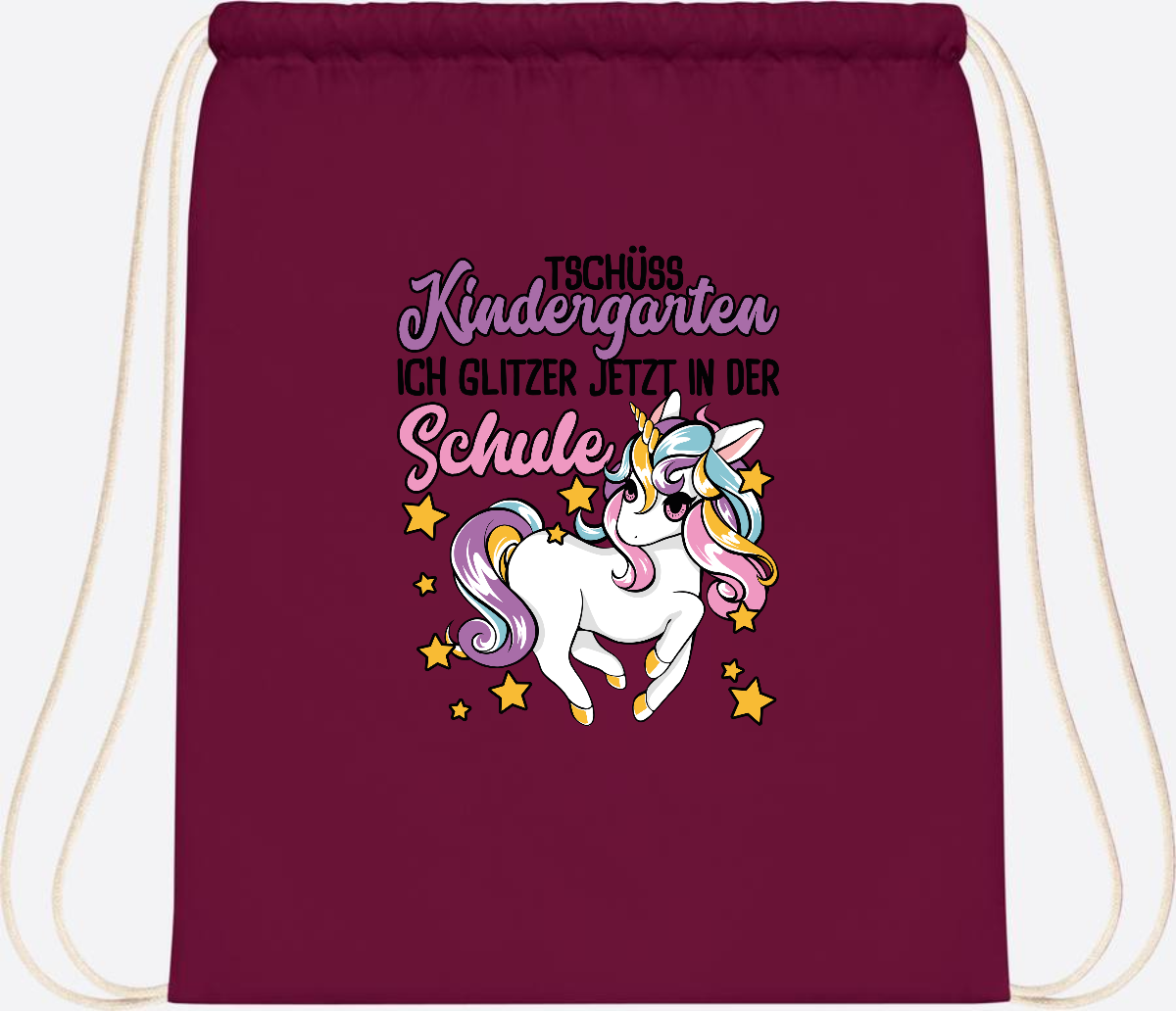 Turnbeutel Einschulung Einhorn: Glitzer jetzt in der Schule - Burgundy