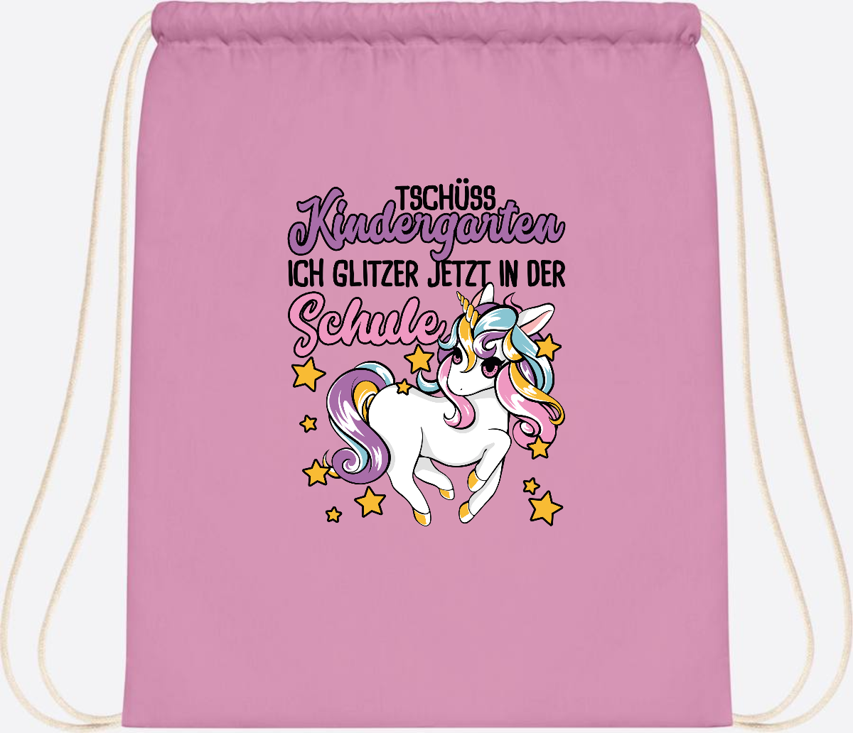 Turnbeutel Einschulung Einhorn: Glitzer jetzt in der Schule - Classic Pink/White