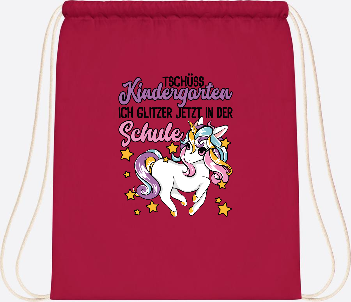 Turnbeutel Einschulung Einhorn: Glitzer jetzt in der Schule - Classic Red