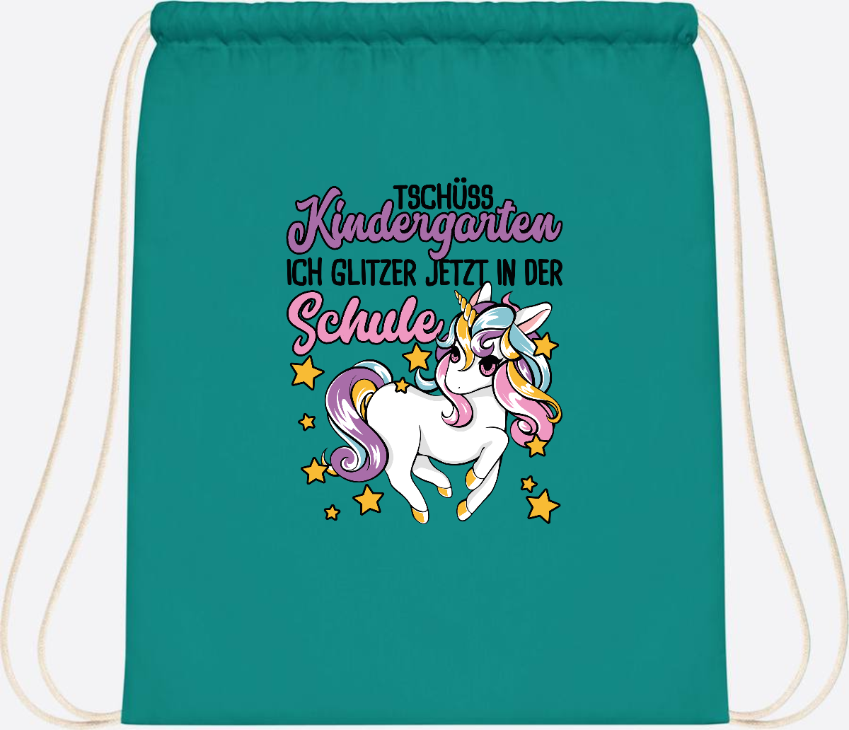 Turnbeutel Einschulung Einhorn: Glitzer jetzt in der Schule - Emerald