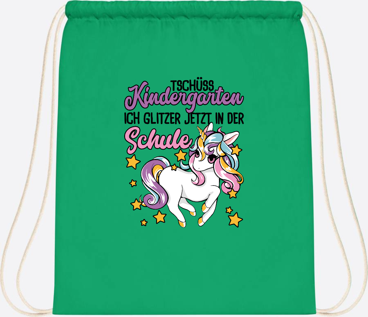 Turnbeutel Einschulung Einhorn: Glitzer jetzt in der Schule - Kelly Green