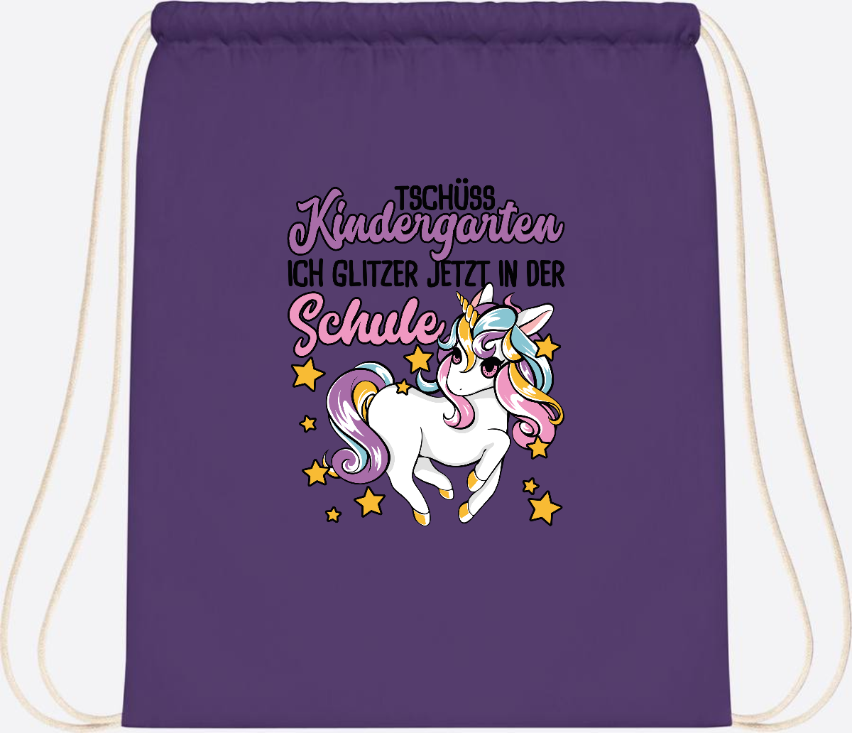 Turnbeutel Einschulung Einhorn: Glitzer jetzt in der Schule - Purple