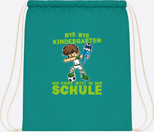 Turnbeutel Einschulung – Fußball Dabbing Junge mit Namen - Emerald