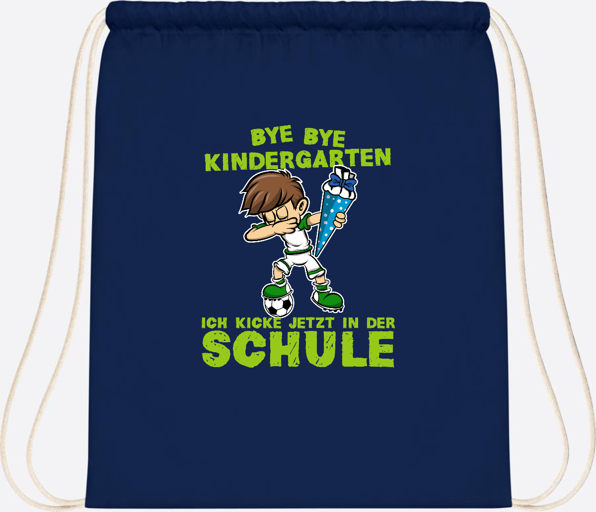 Turnbeutel Einschulung – Fußball Dabbing Junge mit Namen - French Navy