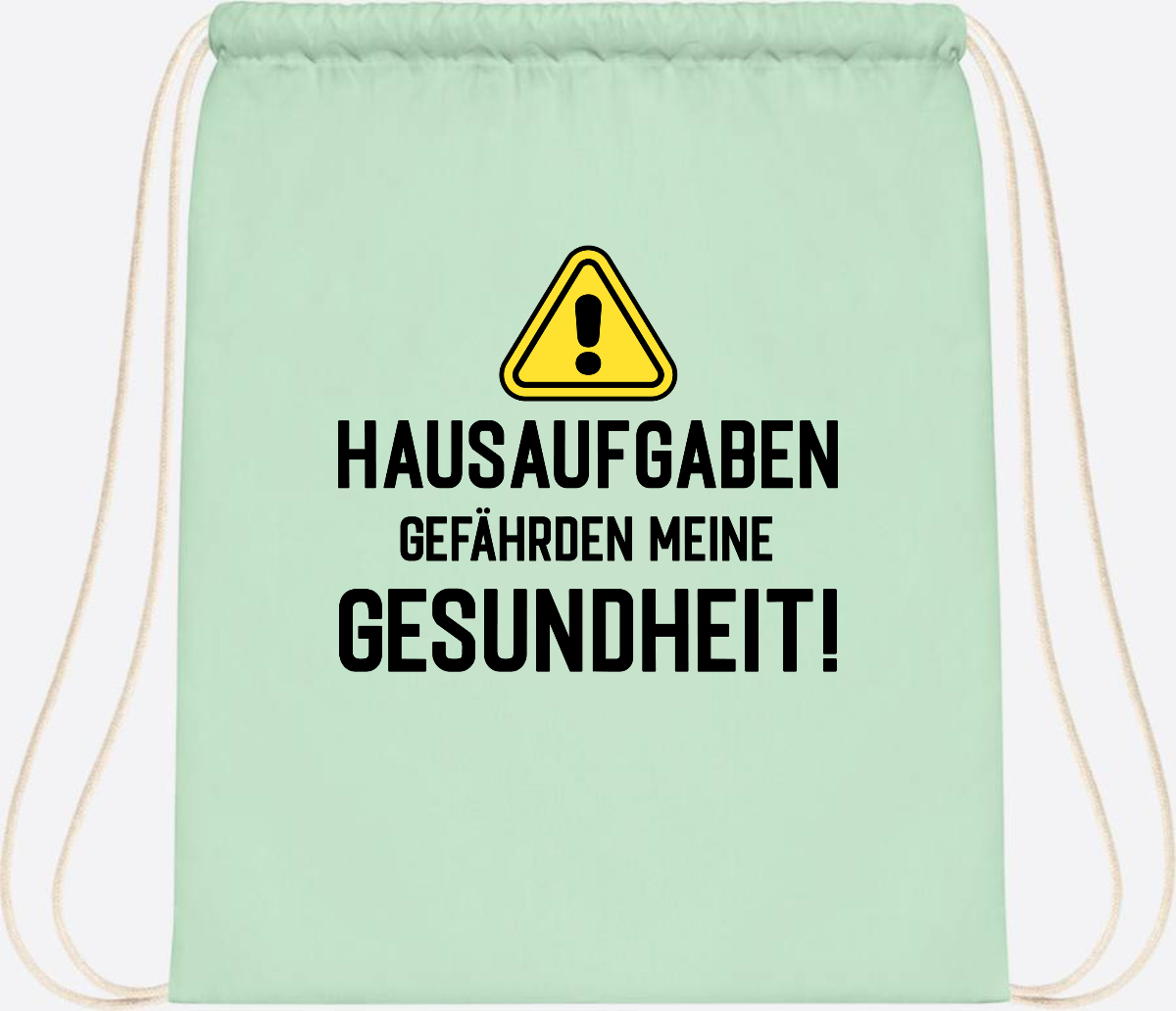 Turnbeutel Einschulung: Hausaufgaben gefährden Gesundheit - Pastel Mint/White