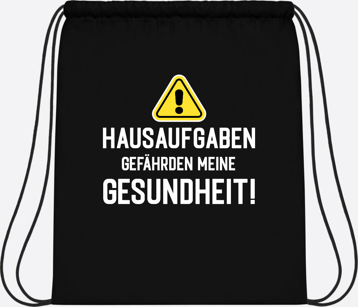 Turnbeutel Einschulung - Hausaufgaben gefährden Gesundheit - Black/Black