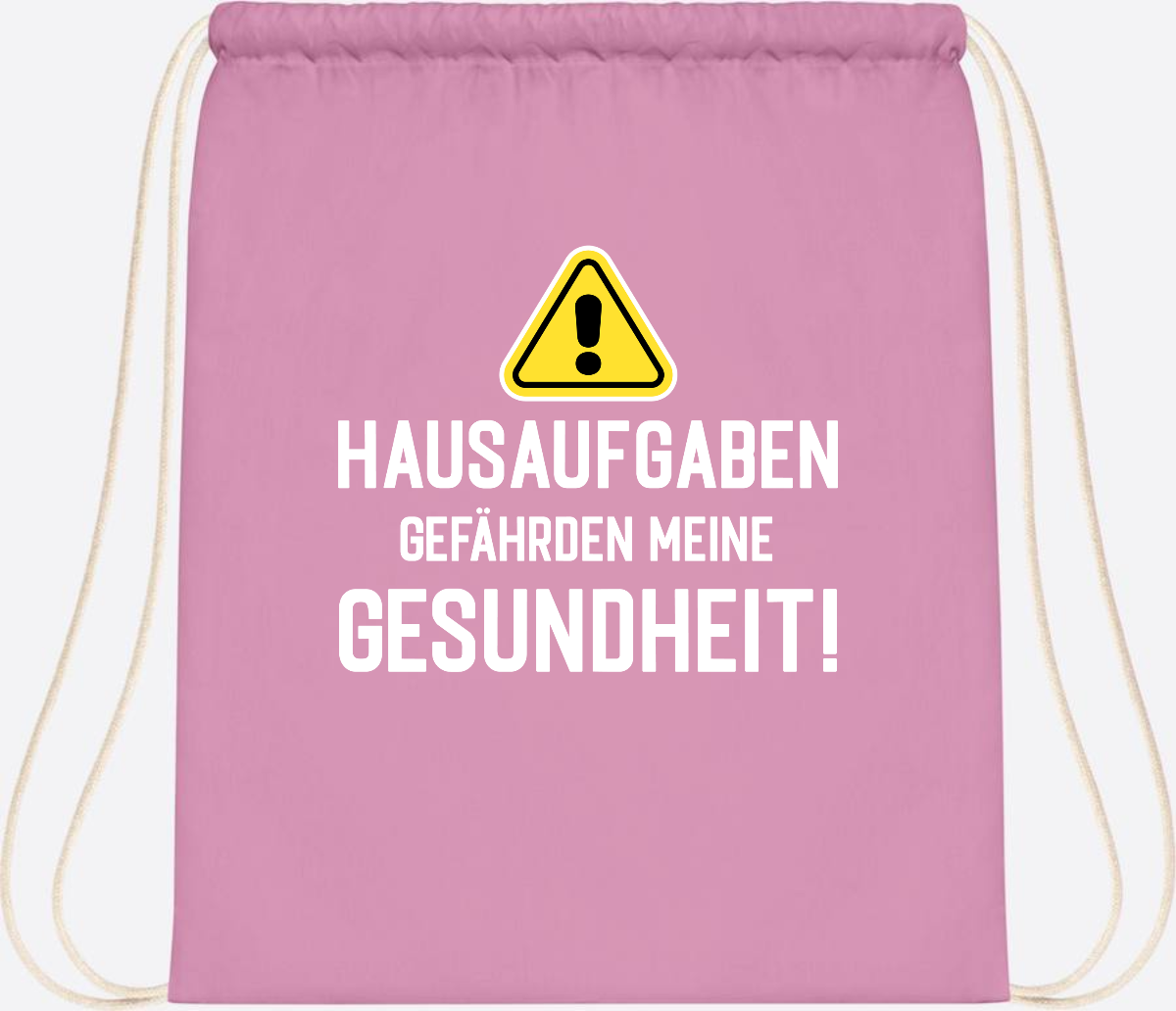 Turnbeutel Einschulung - Hausaufgaben gefährden Gesundheit - Classic Pink/White