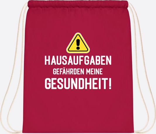 Turnbeutel Einschulung - Hausaufgaben gefährden Gesundheit - Classic Red