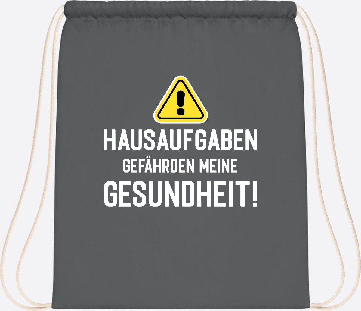 Turnbeutel Einschulung - Hausaufgaben gefährden Gesundheit - Graphite Grey