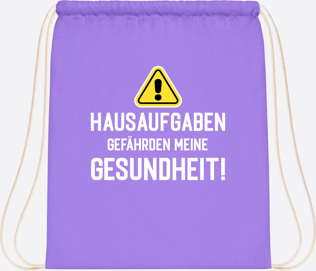 Turnbeutel Einschulung - Hausaufgaben gefährden Gesundheit - Lavender/White