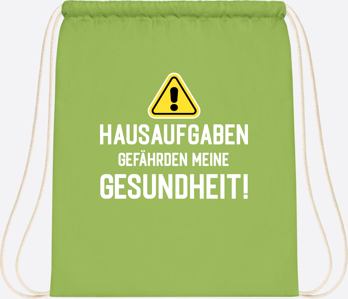 Turnbeutel Einschulung - Hausaufgaben gefährden Gesundheit - Lime Green
