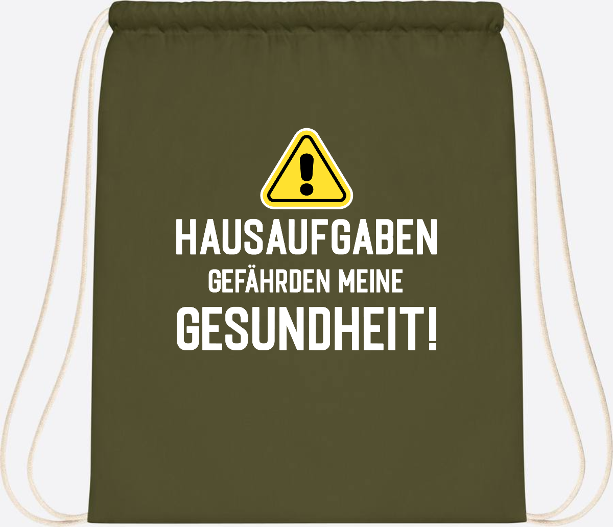 Turnbeutel Einschulung - Hausaufgaben gefährden Gesundheit - Olive Green
