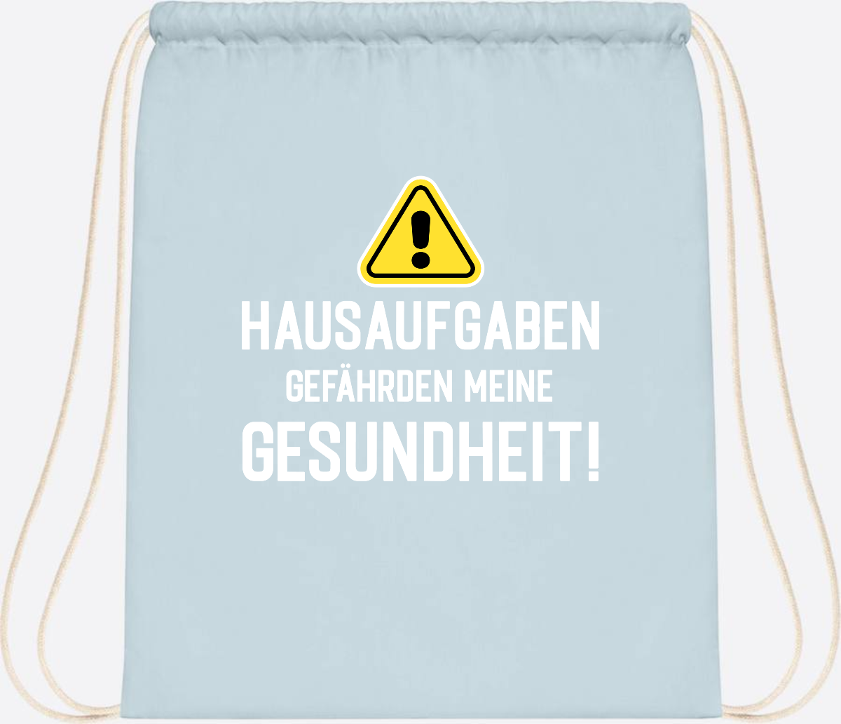 Turnbeutel Einschulung - Hausaufgaben gefährden Gesundheit - Pastel Blue/White