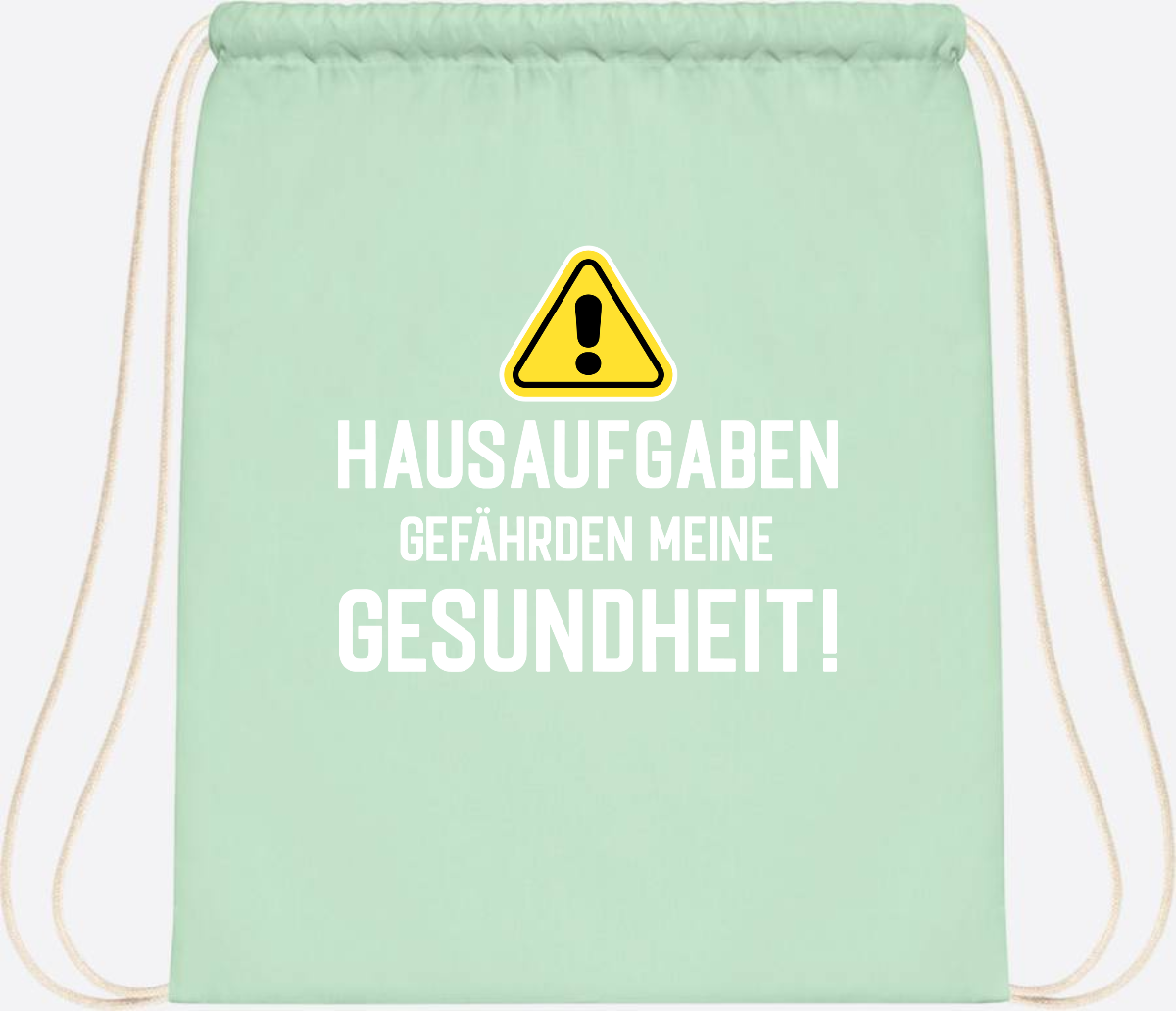 Turnbeutel Einschulung - Hausaufgaben gefährden Gesundheit - Pastel Mint/White