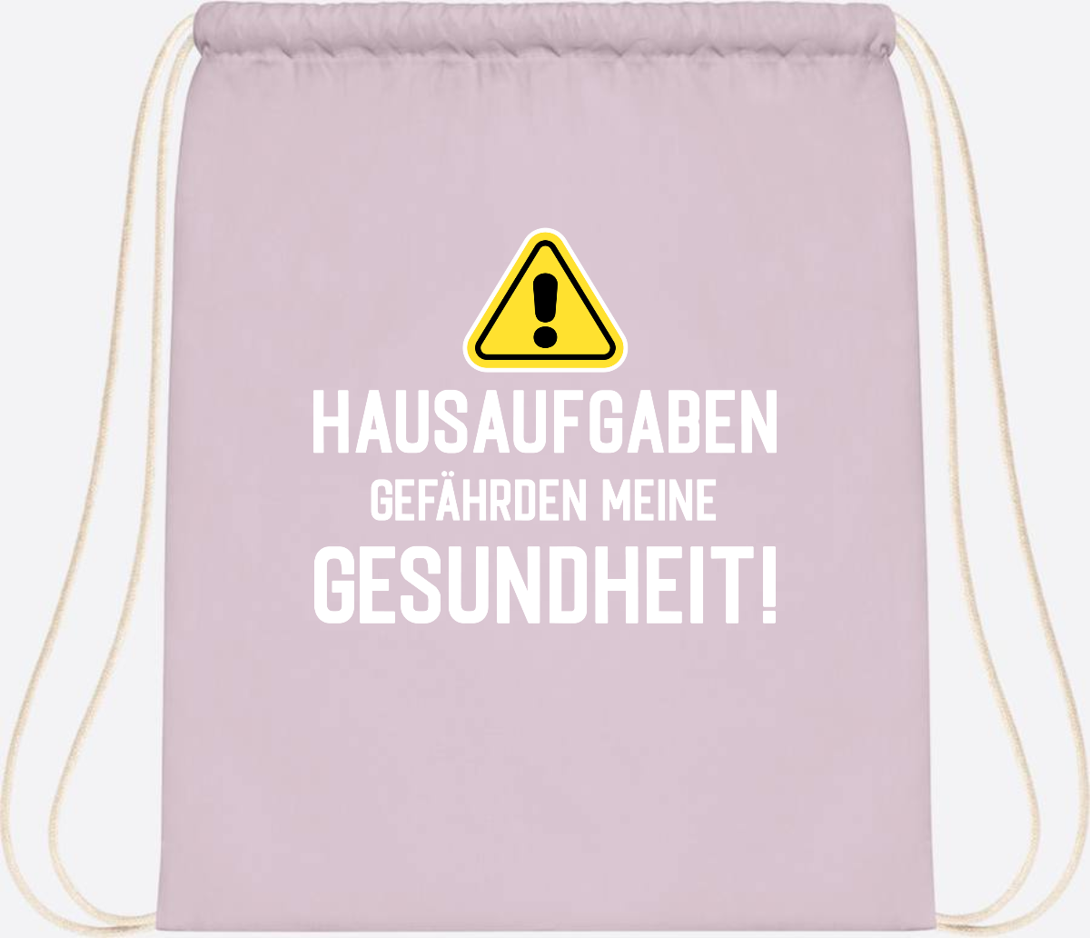 Turnbeutel Einschulung - Hausaufgaben gefährden Gesundheit - Pastel Pink/White