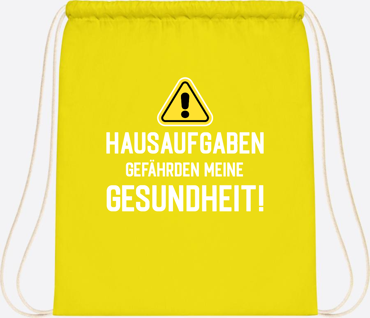 Turnbeutel Einschulung - Hausaufgaben gefährden Gesundheit - Yellow