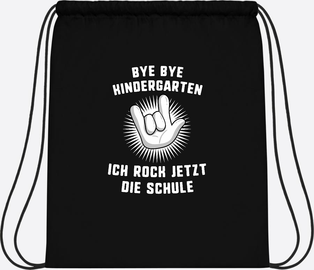 Turnbeutel Einschulung: Ich rock jetzt die Schule mit Name - Black/Black
