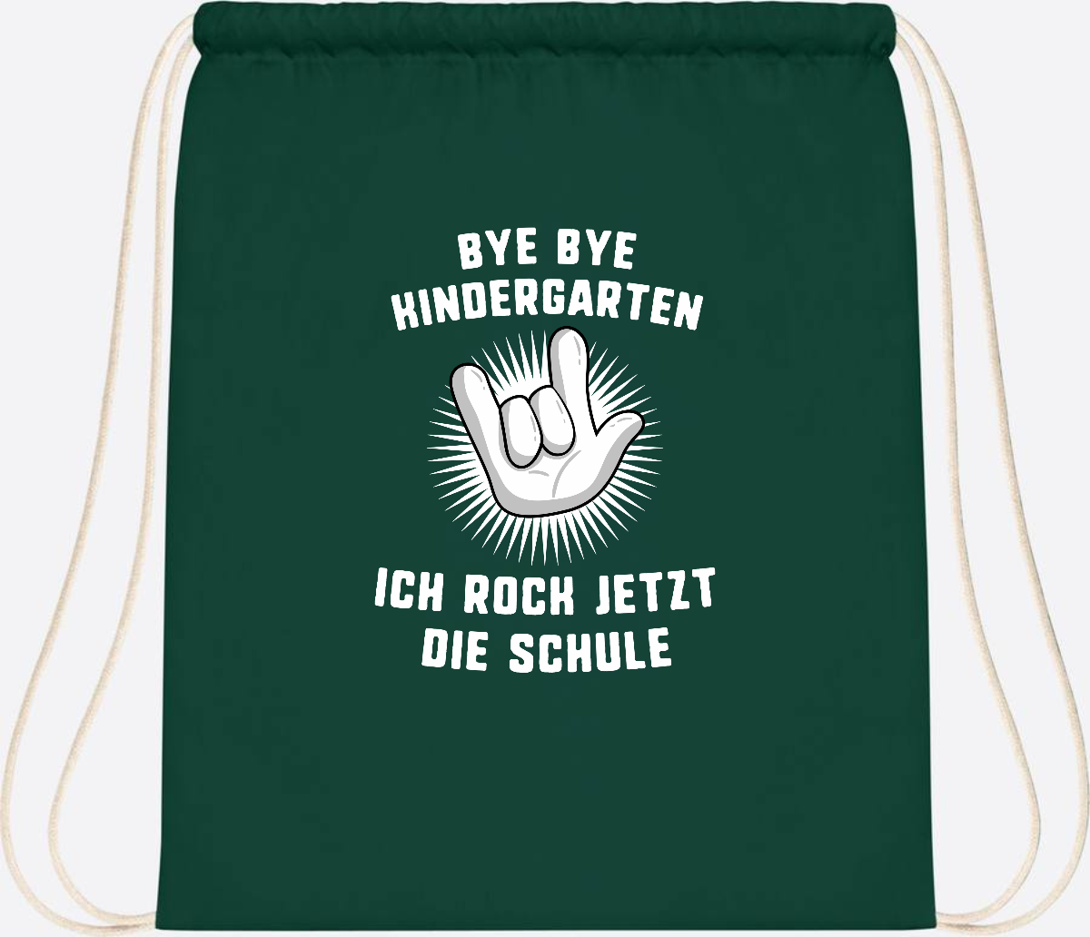 Turnbeutel Einschulung: Ich rock jetzt die Schule mit Name - Bottle Green