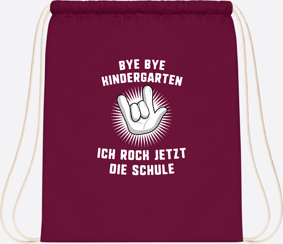 Turnbeutel Einschulung: Ich rock jetzt die Schule mit Name - Burgundy