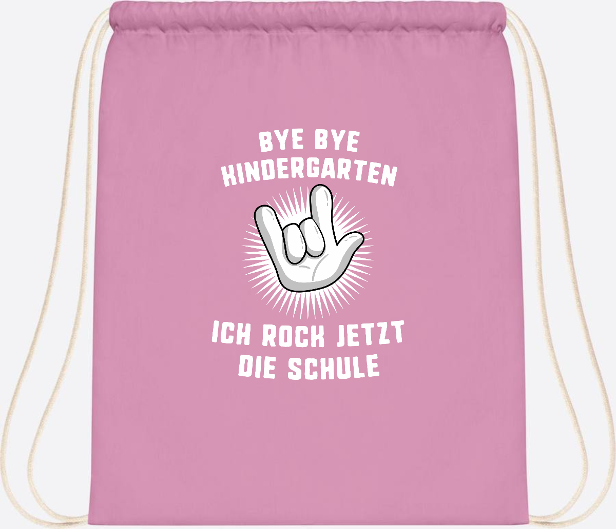 Turnbeutel Einschulung: Ich rock jetzt die Schule mit Name - Classic Pink/White