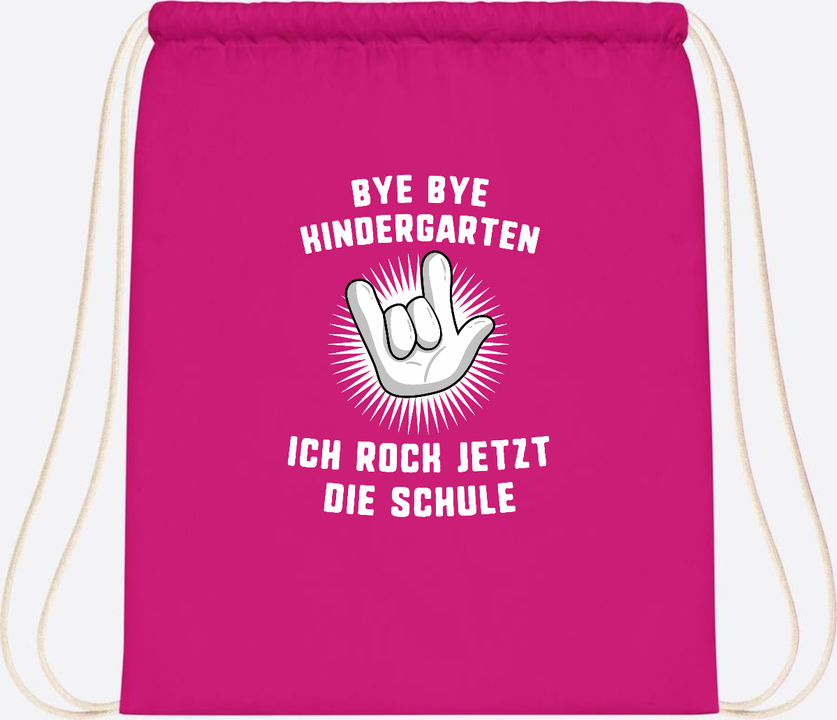 Turnbeutel Einschulung: Ich rock jetzt die Schule mit Name - Fuchsia