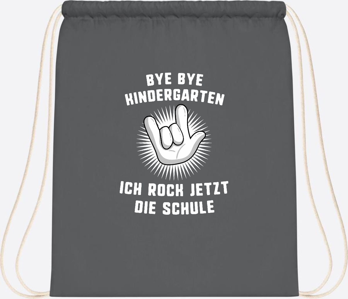 Turnbeutel Einschulung: Ich rock jetzt die Schule mit Name - Graphite Grey