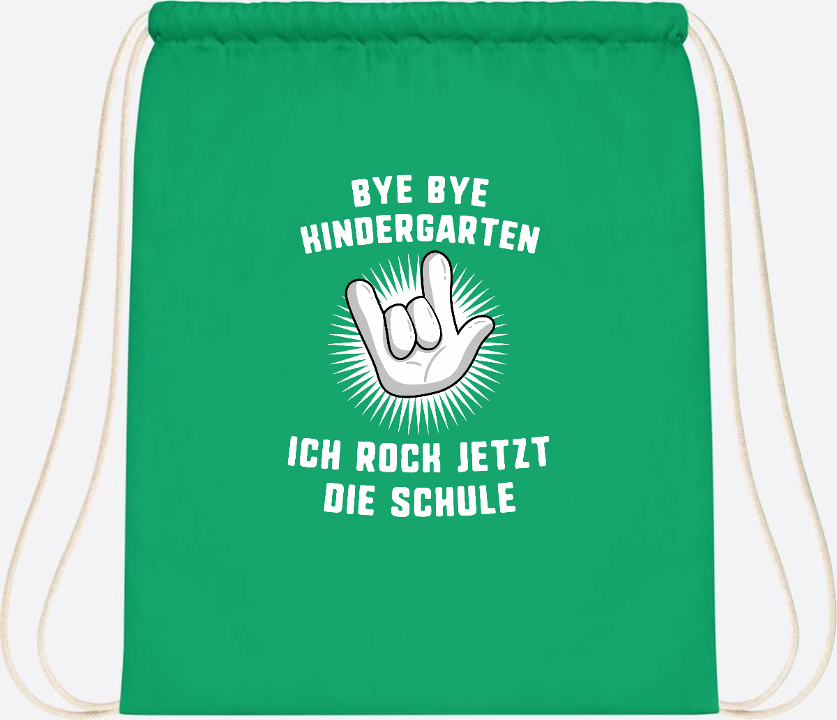 Turnbeutel Einschulung: Ich rock jetzt die Schule mit Name - Kelly Green