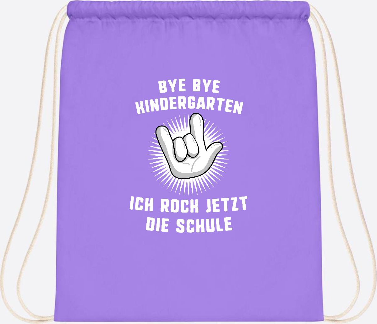 Turnbeutel Einschulung: Ich rock jetzt die Schule mit Name - Lavender/White