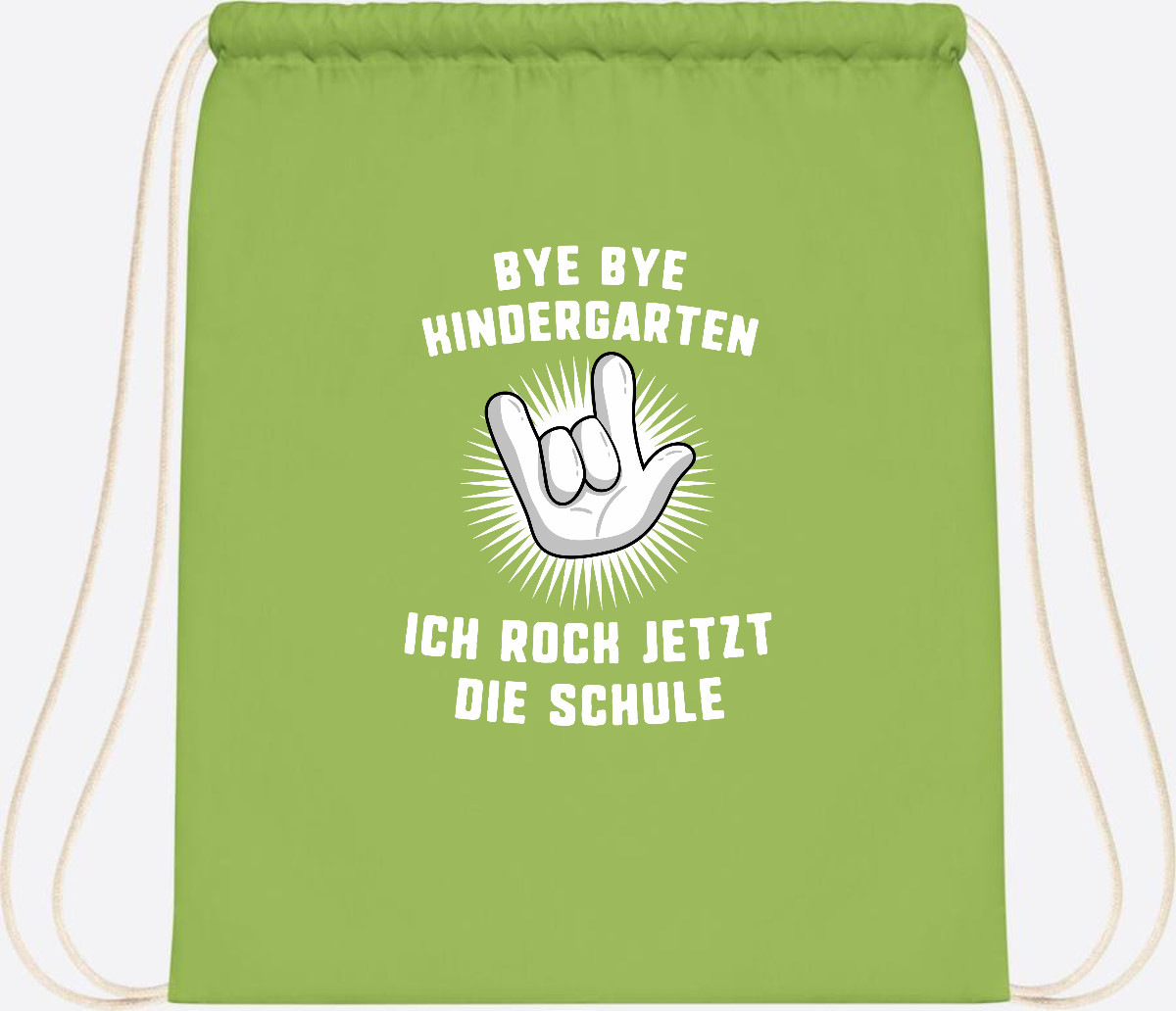 Turnbeutel Einschulung: Ich rock jetzt die Schule mit Name - Lime Green