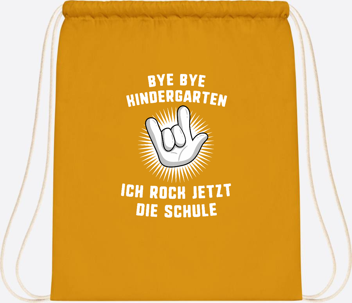 Turnbeutel Einschulung: Ich rock jetzt die Schule mit Name - Mustard