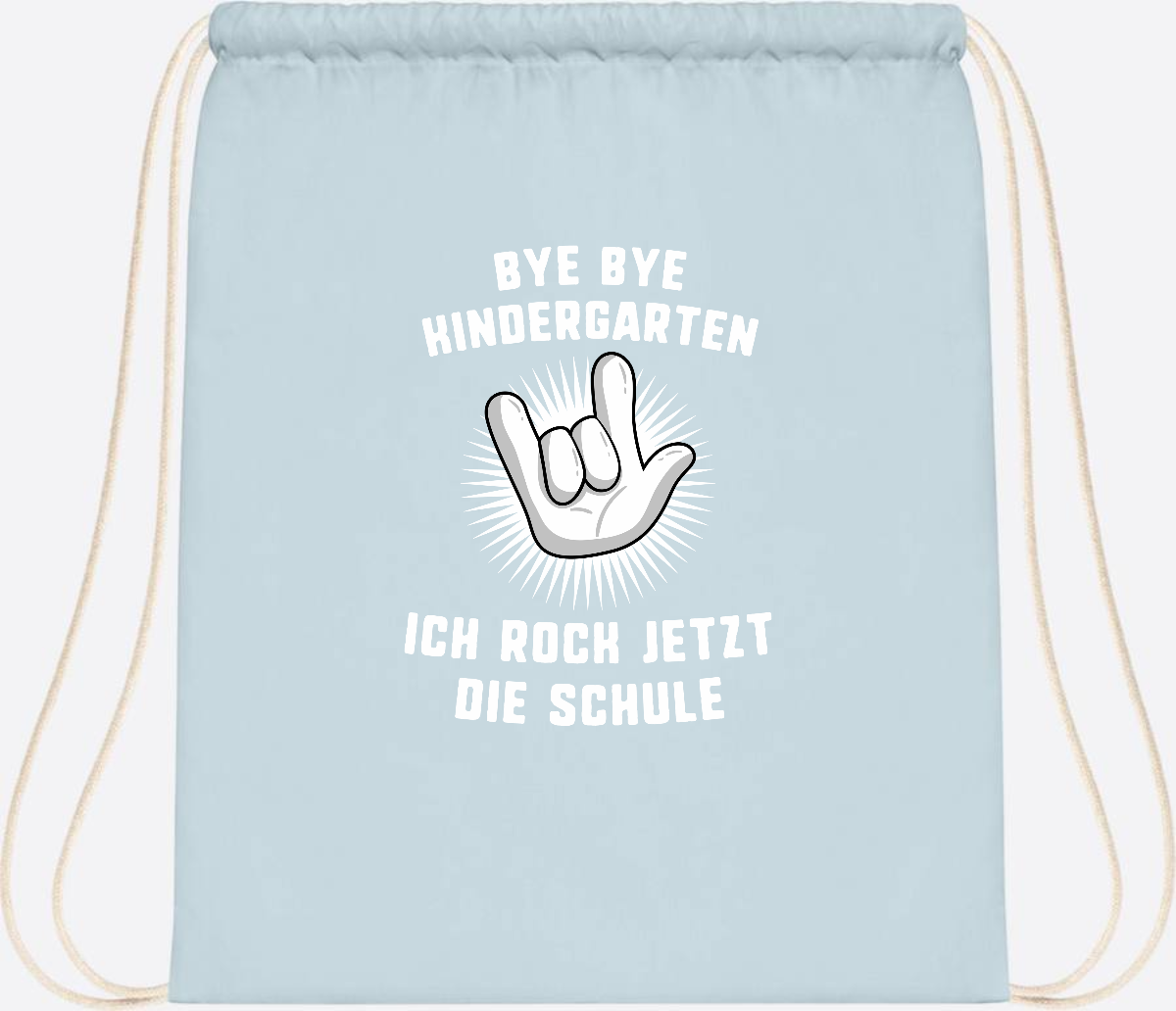 Turnbeutel Einschulung: Ich rock jetzt die Schule mit Name - Pastel Blue/White