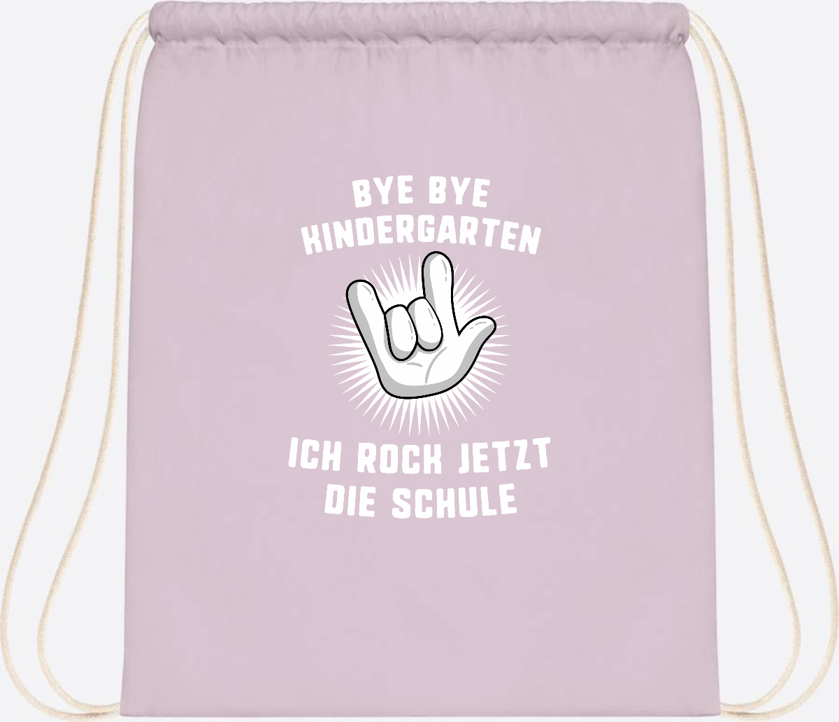 Turnbeutel Einschulung: Ich rock jetzt die Schule mit Name - Pastel Pink/White