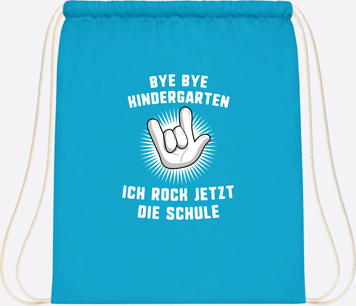 Turnbeutel Einschulung: Ich rock jetzt die Schule mit Name - Surf Blue