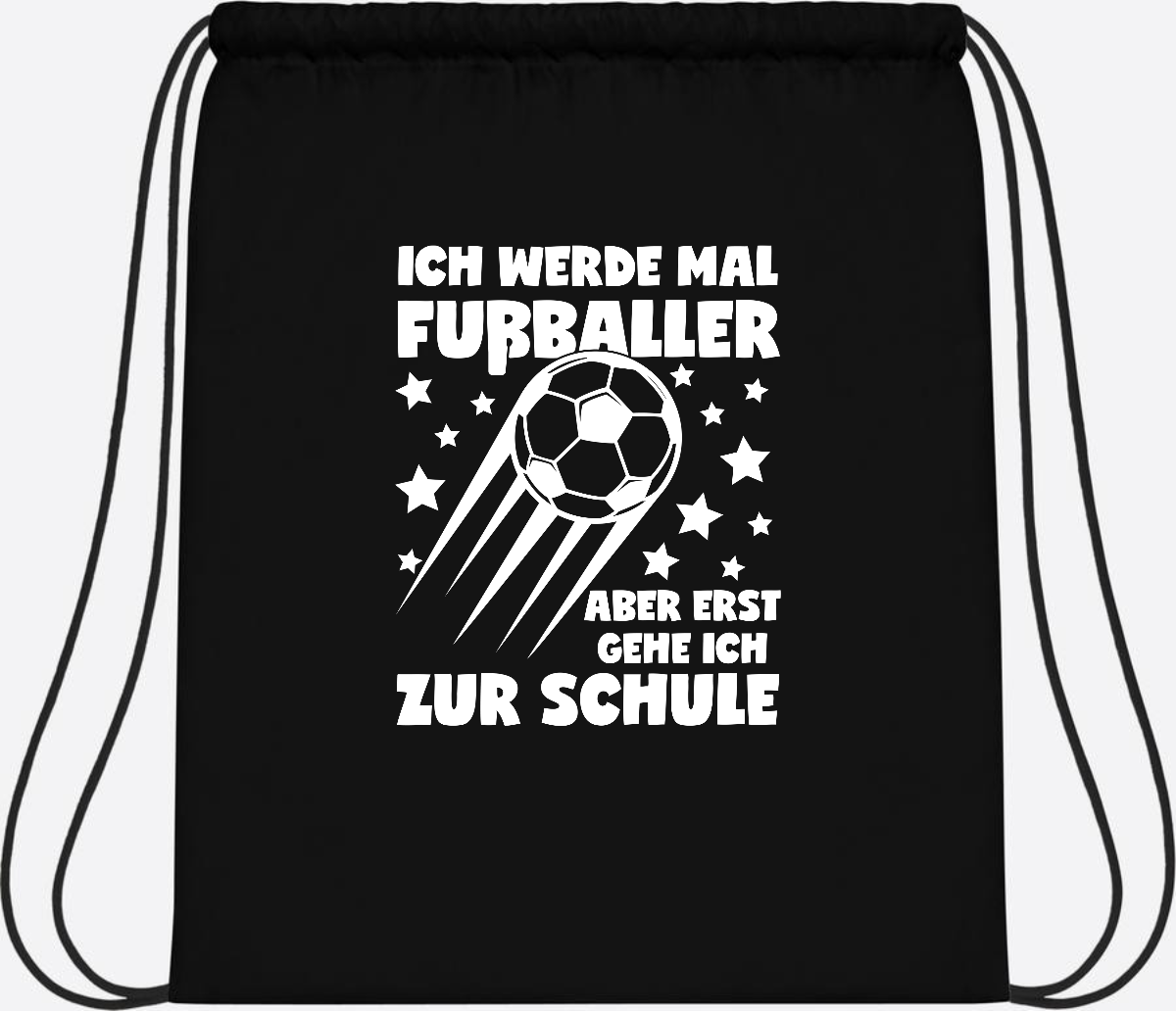 Turnbeutel Einschulung: Ich werde Fußballer – mit Wunschname - Black/Black