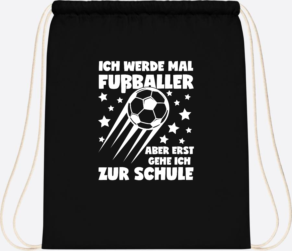 Turnbeutel Einschulung: Ich werde Fußballer – mit Wunschname - Black