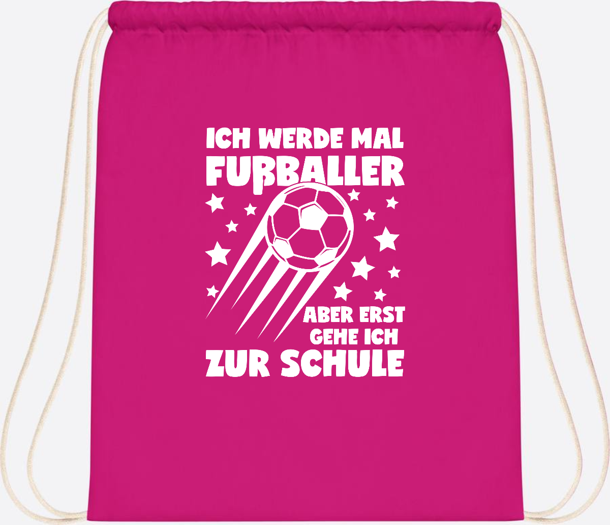 Turnbeutel Einschulung: Ich werde Fußballer – mit Wunschname - Fuchsia