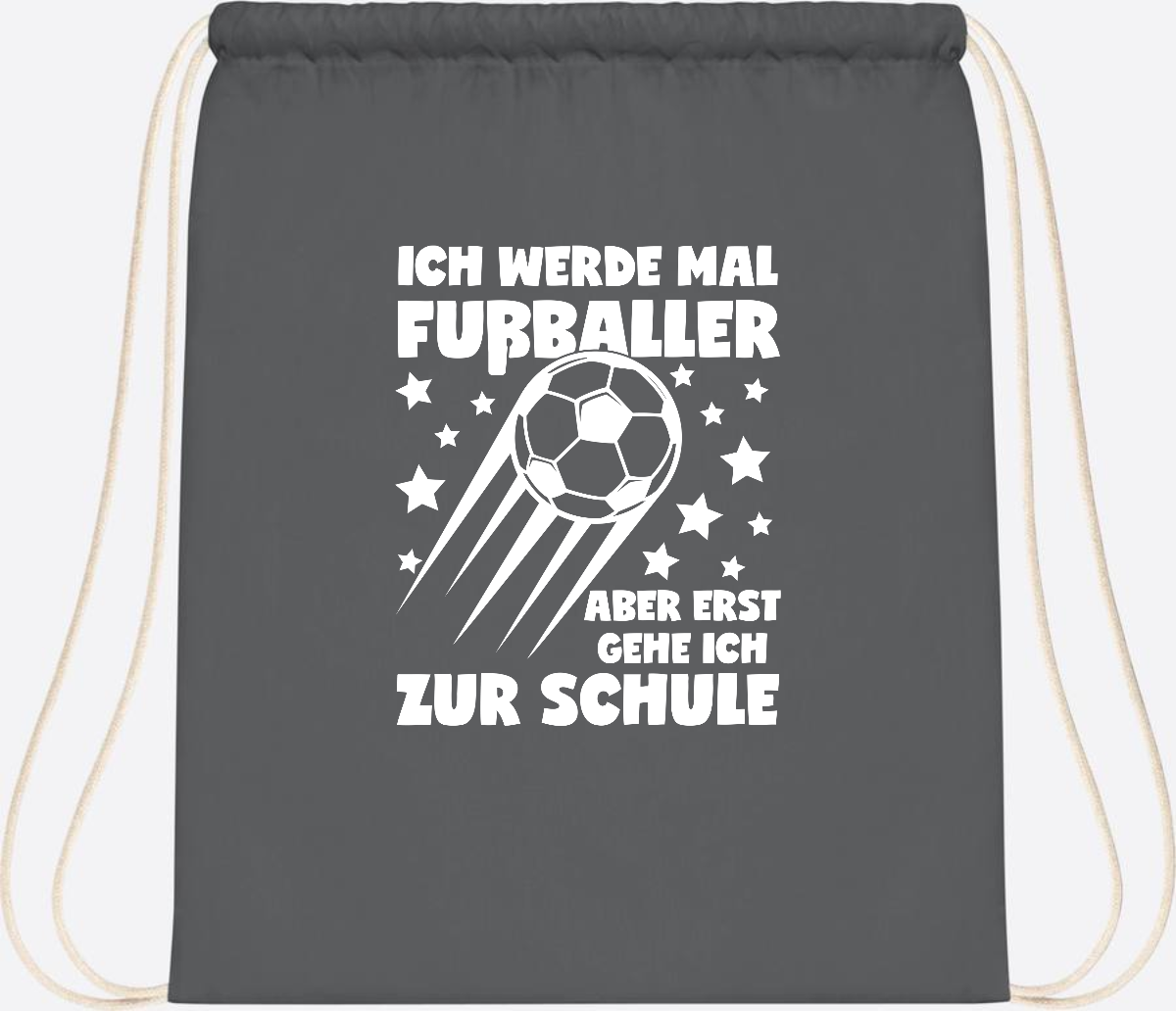 Turnbeutel Einschulung: Ich werde Fußballer – mit Wunschname - Graphite Grey