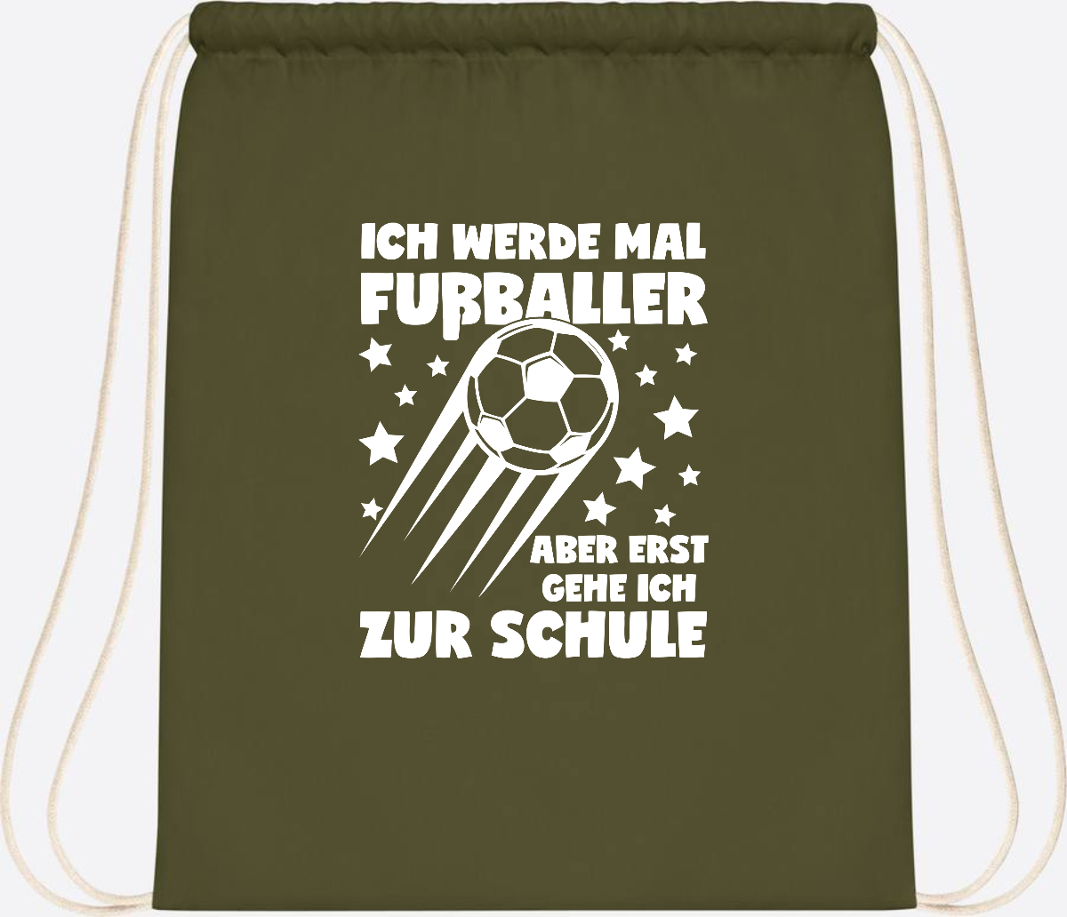 Turnbeutel Einschulung: Ich werde Fußballer – mit Wunschname - Olive Green