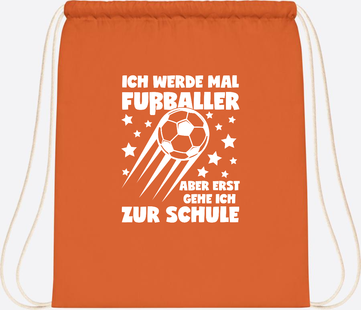 Turnbeutel Einschulung: Ich werde Fußballer – mit Wunschname - Orange