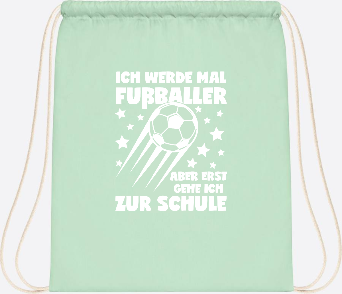 Turnbeutel Einschulung: Ich werde Fußballer – mit Wunschname - Pastel Mint/White