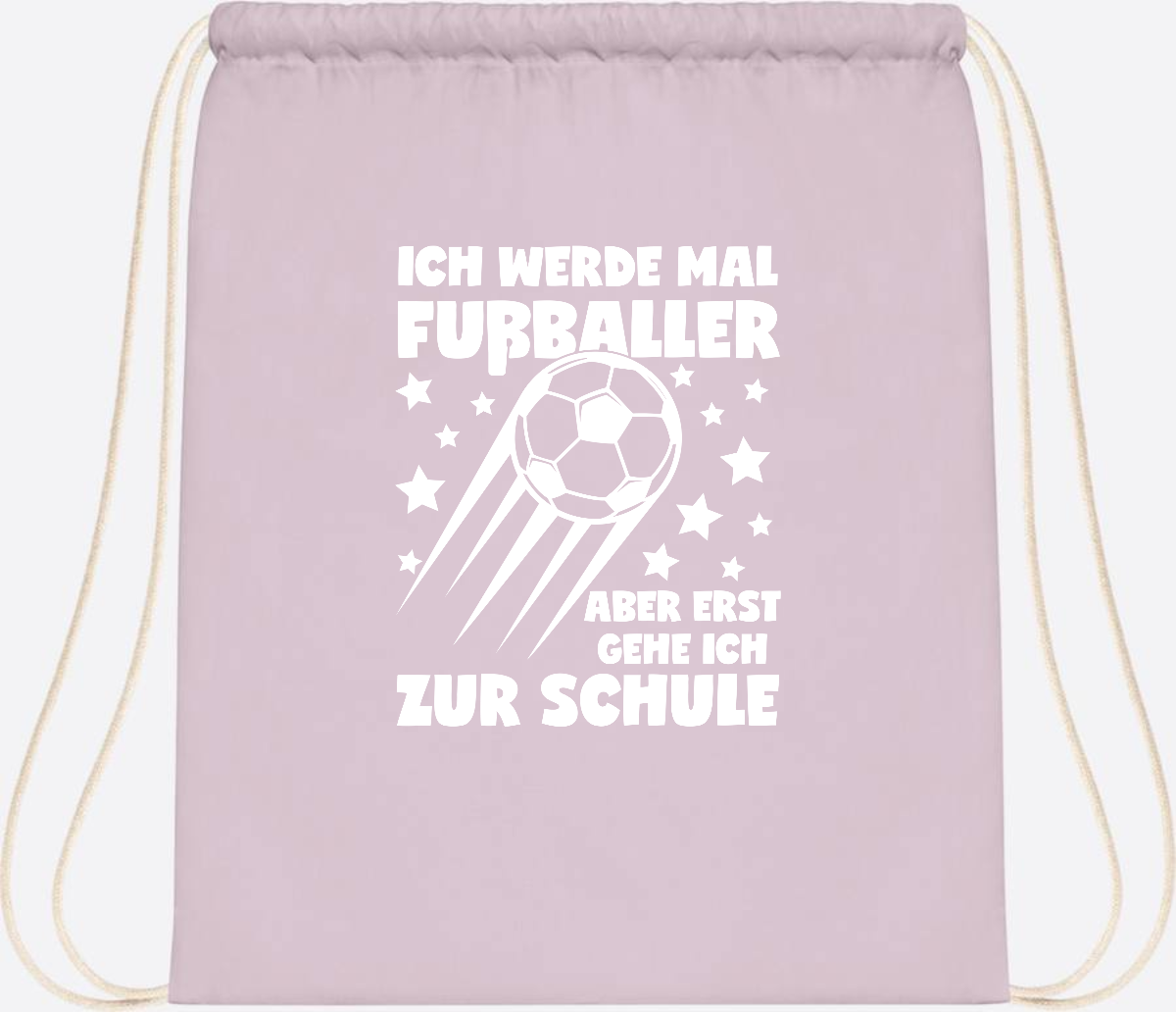 Turnbeutel Einschulung: Ich werde Fußballer – mit Wunschname - Pastel Pink/White