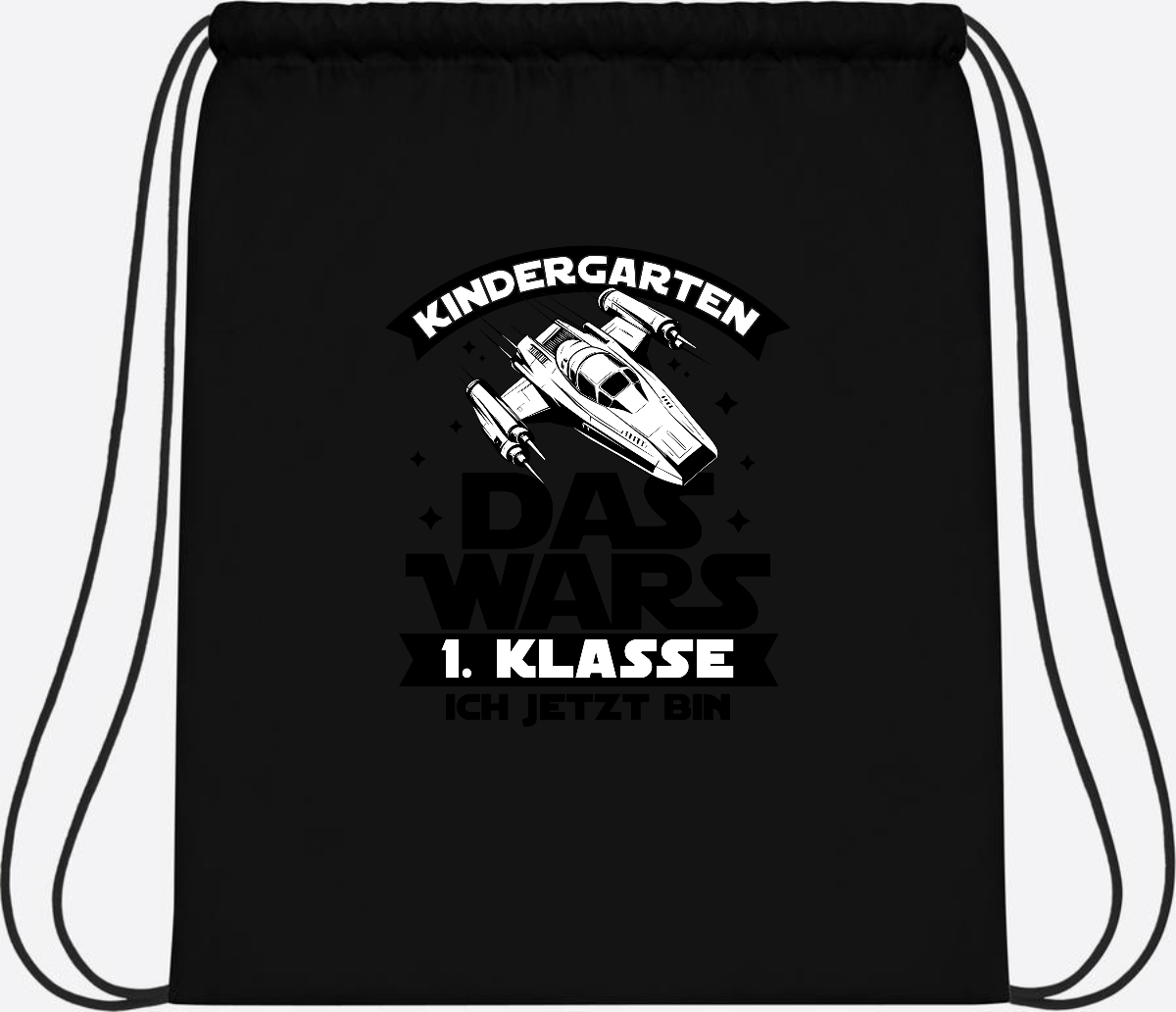 Turnbeutel Einschulung: Kindergarten Das Wars - Personalisiert - Black/Black
