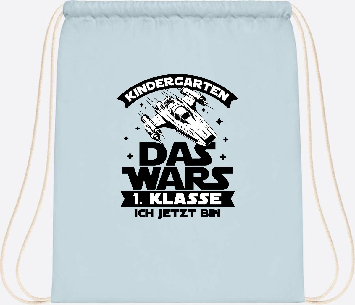 Turnbeutel Einschulung: Kindergarten Das Wars - Personalisiert - Pastel Blue/White