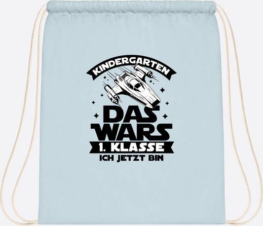 Turnbeutel Einschulung: Kindergarten Das Wars - Personalisiert - Pastel Blue/White